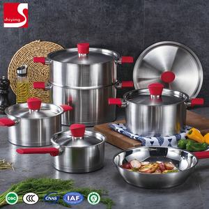 Per la casa <span class=keywords><strong>6</strong></span> <span class=keywords><strong>pcs</strong></span> in acciaio inox manico in bachelite pentola di cottura/padella/padella/<span class=keywords><strong>set</strong></span> di pentole con coperchio in vetro - Product Image 2