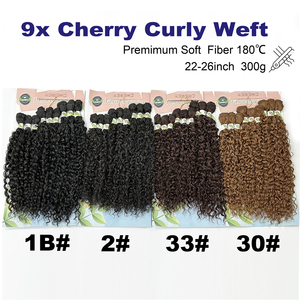 Trenzas sintéticas para cabello rizado de 22 a 26 pulgadas, color cereza, 9x, súper suaves, fibra premium, extensión de cabello de 300g - Product Image 2