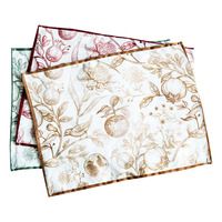Sets de table rectangulaires vintage en lin à imprimé floral, décoration unique pour la cuisine et la salle à manger, tapis en lin naturel, veuillez demander plus de détails