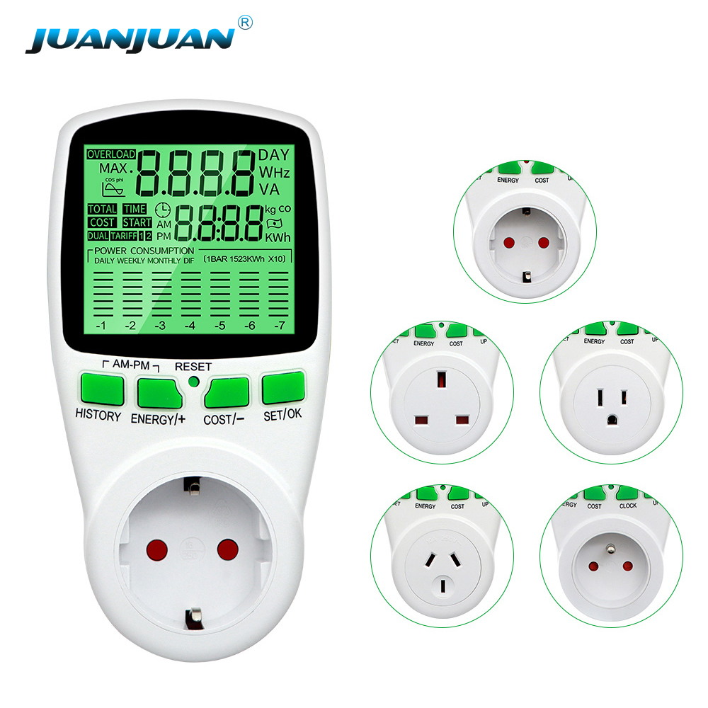 Enerji gerilim amper elektrik kullanımı monitör 7 LCD ekran modu güç tüketimi ölçer enerji tasarrufu için yükseltilmiş arkadan aydınlatmalı