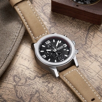 Jam Tangan Quartz Chronograph Mewah Megir 2026 Asli dari Pabrik, Tahan Air, Kulit Vintage untuk Pria, Logo Dapat Disesuaikan