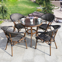 Ensemble de tables de jardin modernes et populaires pour hôtels et complexes hôteliers, 2 places, en aluminium et Teslin, pliables, durables, pour terrasse extérieure