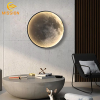 Applique Murale LED Moderne en Forme de Lune, Dimmable, Ronde, en Acrylique et Fer, 50cm, à Fixation Murale pour Chambre et Salon