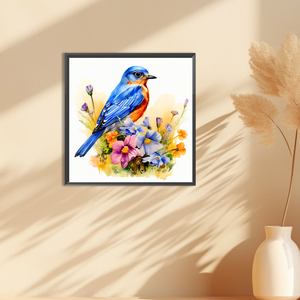 Kit de <span class=keywords><strong>peinture</strong></span> diamant 5D <span class=keywords><strong>Aquarelle</strong></span> Oiseau Bleu et Fleur, Mosaïque de strass à perçage rond complet, Art naturel pour décoration de chambre 40x40cm - Product Image 4