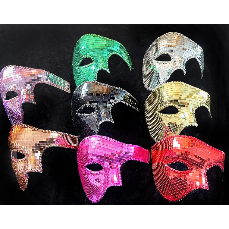 Spiegel-Pailletten-Maskenkostüm für Halloween Deko Party Nachtclub glänzende Bühne