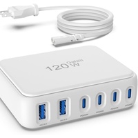 Station de charge USB 120W QC 3.0 Chargeur rapide 6 ports USB C pour Macbook iPad iPhone