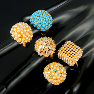 New Gorgeous Pearls <b>Cocktail</b> <b>Rings</b> Elegant 21k <b>Gold</b> Plated Zirconia Wedding <b>Rings</b> Jewelry for Bridal Party Gift - Product Image 1