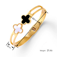 Bracelet à quatre feuilles en plaqué or Offre Spéciale avec manchette ouverte trèfle