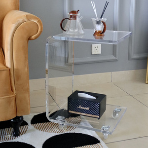 Mesita de noche de muebles acrílicos tipo <span class=keywords><strong>C</strong></span> modernos, diseño de lujo, carrito de servicio en forma de <span class=keywords><strong>C</strong></span>, mesa auxiliar acrílica - Product Image 6