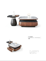 Ensemble de tables basses en bois massif de style mi-siècle, plateau en marbre, écologique, extensible, minimaliste, moderne, haut de gamme, vintage français