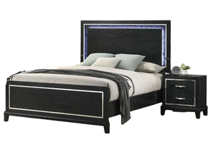 Modern Style <b>Queen</b> <b>Size</b> <b>Bed</b> Built in LED Lights Medium Density Black Finish Bedroom Furniture - Product Image 5
