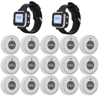 Système d'Appel Sans Fil Longue Portée : 15 Boutons d'Appel de Table et 2 Récepteurs Montre-Bracelet Étanche pour Service Hôtelier et Café
