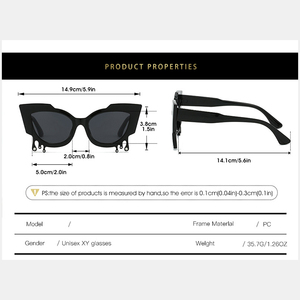 2024 Venta caliente Cat Eye Red Gafas de Sol para mujer Alta calidad Drop Tear Cateye Shades con diamantes de imitación - Product Image 5