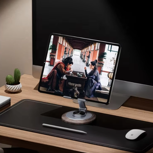 Soporte de teléfono móvil plegable de grano de madera para escritorio 360 rotación ajustable soporte de teléfono de Metal portátil para teléfono Pad Tablet - Product Image 6