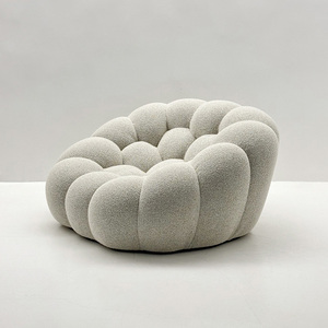 Fluffy Petal Chair Design <b>White</b> Velvet Recliner Sofa for Living Room or Hotel Balcony Contemporary Accent Leisure Armchair - Product Image 2