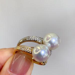 Bague en argent S925 simple et luxueuse avec perle naturelle de 9-10 mm, fabrication artisanale en or, super conservation de la couleur, boîte cadeau incluse - Product Image 1