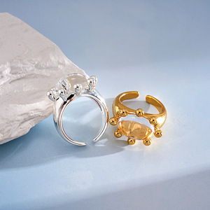 Vintage Waterproof 18K Gold Plated Stainless Steel Irregular Opening <b>Ring</b> for Women Wedding Engagement Gift - Product Image 4