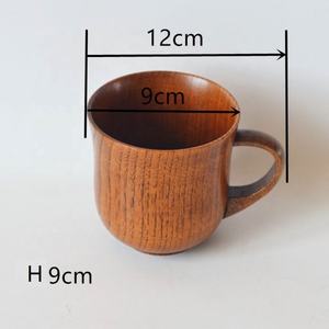Taza de té de madera hecha a mano ecológica o sopa con plato cuchara para servir sopas café té verde marrón - Product Image 4