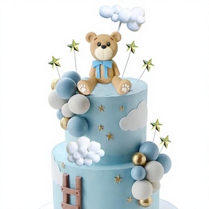 Set di 33 Decorazioni per Torte a Forma di Orsacchiotto in Plastica, Stelle e Nuvole, Perfette per Torte di Compleanno per Ragazzi e Ragazze - Product Image 1