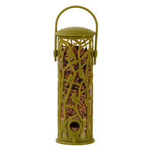 Esschert Design Mangeoire à oiseaux suspendue au toit vert "Chiffchaff" Silo à graines avec perchoir/plateau - Product Image 3