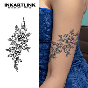 INKARTLINK - Pegatinas <span class=keywords><strong>de</strong></span> Tatuajes Temporales para el Cuerpo, Diseño <span class=keywords><strong>de</strong></span> <span class=keywords><strong>Flor</strong></span> <span class=keywords><strong>de</strong></span> Peonía, Resistentes al Agua, Ecológicas, Duran 15 Días, Paquete al por Mayor - Product Image 1