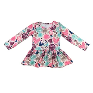 LZ2020 — robe justaucorps imprimé pour enfants, vêtement à manches longues smocké, tenue de danse pour filles avec sous-pantalon, vêtement d'automne, vente en gros