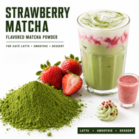 Poudre de matcha aromatisée à la fraise pour les applications de café, de smoothies et de desserts