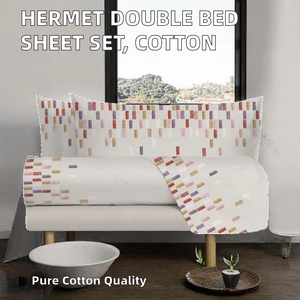 Bộ ga trải giường đôi Hermet 100% <span class=keywords><strong>cotton</strong></span> in họa tiết, gồm 2 ga trải giường trên + 1 ga trải giường dưới + 2 vỏ gối, màu hồng Fedora trơn - Product Image 3