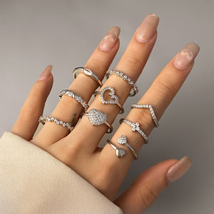 Anillo de Fábrica, Precio al por Mayor, Anillo Delgado Chapado en Oro de 18K con Corazón y Circonita Cúbica, Anillos Apilables para Chicas - Product Image 4