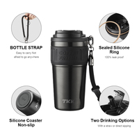 Mug de voyage isotherme en acier inoxydable avec revêtement céramique 21oz, double paroi sous vide, couvercle à double ouverture 2-en-1, sans BPA, vente en gros