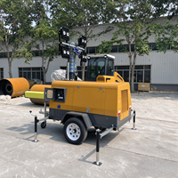 Tour d'éclairage portable 5m-9m, générateur diesel, démarrage automatique et levage à distance, super silencieux pour l'éclairage des sites de secours en cas de tremblement de terre