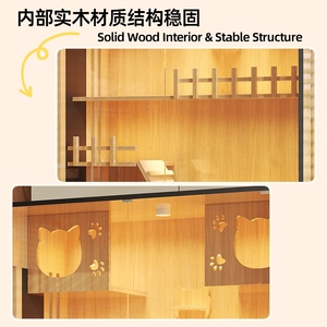 Villa per Gatti Moderna in Legno e Vetro con Tiragraffi e Porta in Vetro Temperato, Mobiletto/Gabbia per Gatti Pronta per la Spedizione - Product Image 3