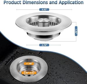 Chúng tôi tiêu chuẩn Bồn Rửa Nhà Bếp cống lọc 3 trong <span class=keywords><strong>1</strong></span> SUS304 thép không gỉ pop-up Stopper chống tắc nghẽn chải SUS304 nhà bếp cống - Product Image 6