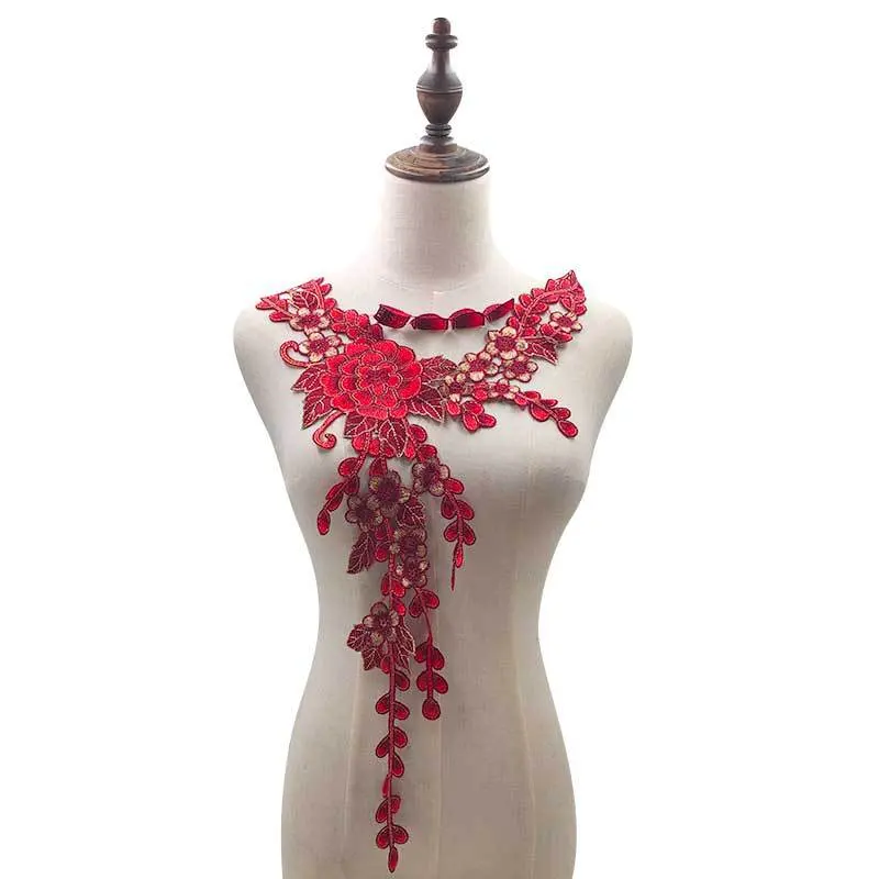 HandMade lace Appliques appliques Neckline Collar Lace Embroidery Polyester colorful Neckline Appliques Fake Lace Collar