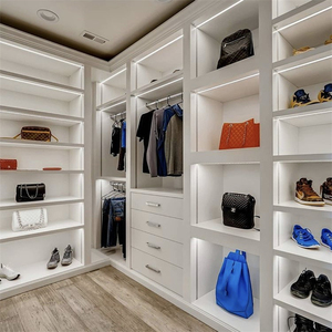 Garde-robe de style européen moderne avec lumière LED intégrée, quincaillerie de marque supérieure, porte en verre - Product Image 3