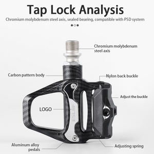 Pédales de vélo de route à motif <span class=keywords><strong>carbone</strong></span> ESLNF, plateforme large réglable, système de blocage automatique, jeu de caleçons de pédale pour système SPD - Product Image 3