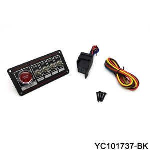 Combination Switch 4 Position Rocker Ignition One <b>Button</b> Start For Car Boat Retrofit Upgrade Black Panel Silver Toggle - Product Image 2