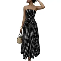 Robe d'été pour femmes à épaules dénudées, motif à pois, décontractée, à porter au quotidien, disponible en plusieurs couleurs et tailles