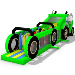 Mini personalizzati per bambini gonfiabile verde auto giochi di percorso ad ostacoli per la vendita