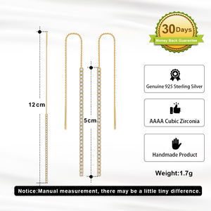 SE111RINNTIN低刺激性Aペア925スターリングシルバータッセルスレッドドロップイヤリングロングテニスチェーンイヤーライン - Product Image 2