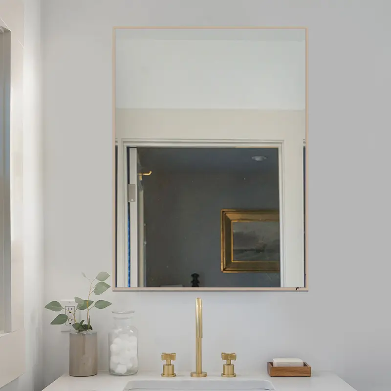 Specchio da parete decorativo da appendere per bagno con struttura in alluminio e metallo dorato di lusso moderno personalizzato