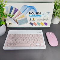 Conjunto de teclado y ratón inalámbricos BT para teléfonos móviles, tabletas, portátiles. Teclado pequeño, portátil y silencioso. Compatible con IOS