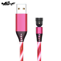 Kabel Data Magnetik USB 3 In 1 Rotasi 540 dengan Lampu LED Mengalir