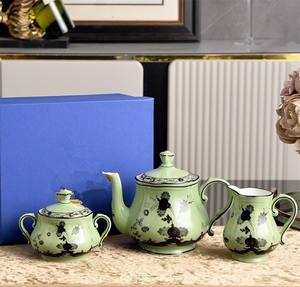 Service à café et à thé en porcelaine écologique de luxe de conception européenne verte pour la vente en gros - Product Image 1