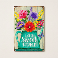 Papan Logam Vintage Motif Bunga Matahari untuk Taman, Dekorasi Dinding Gaya Rustic, Grafik Bunga untuk Gudang, Hiasan Dinding Logam
