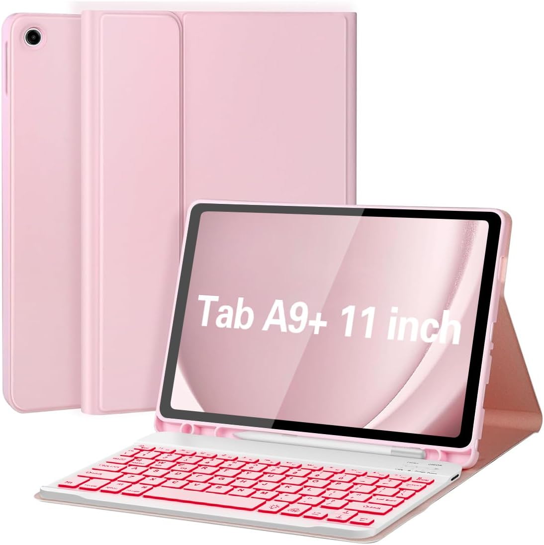 Boîtier rose + clavier rétroéclairé blanc