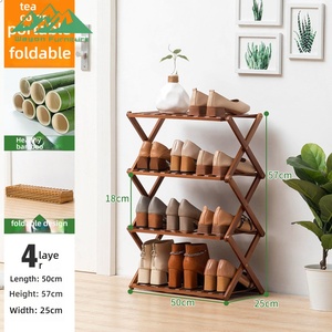 Wayon Scarpiera Moderna in Bambù Pieghevole a 1 Ripiano, Scaffale Portaoggetti per Ingresso, Camera da Letto, Organizzazione Domestica - Product Image 5