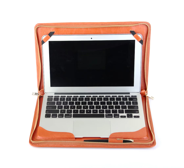 Luxury Laptop Sleeve Leather Zipper Briefcase Portfolio Folio case Laptop Carrying case Laptop Cover for macbook Pro