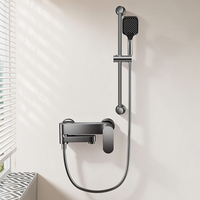 Ensemble de douche noir mat pour hôtel, 3 modes, pommeau de douche pluie, douchette à main, bec de baignoire, mitigeur chaud/froid, vente en gros usine