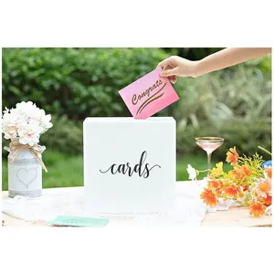 Boîte à cartes de mariage élégante en acrylique blanc Réceptions de mariage Souhaitant bien tirelire, anniversaires, boîte à souvenirs